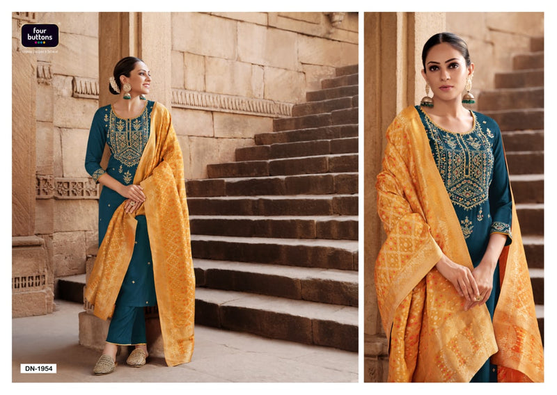 Four Buttons Dno 1951 To 1956 Viscose Silk Fancy Festive Wear Stylish Designer Party Wear Kurti