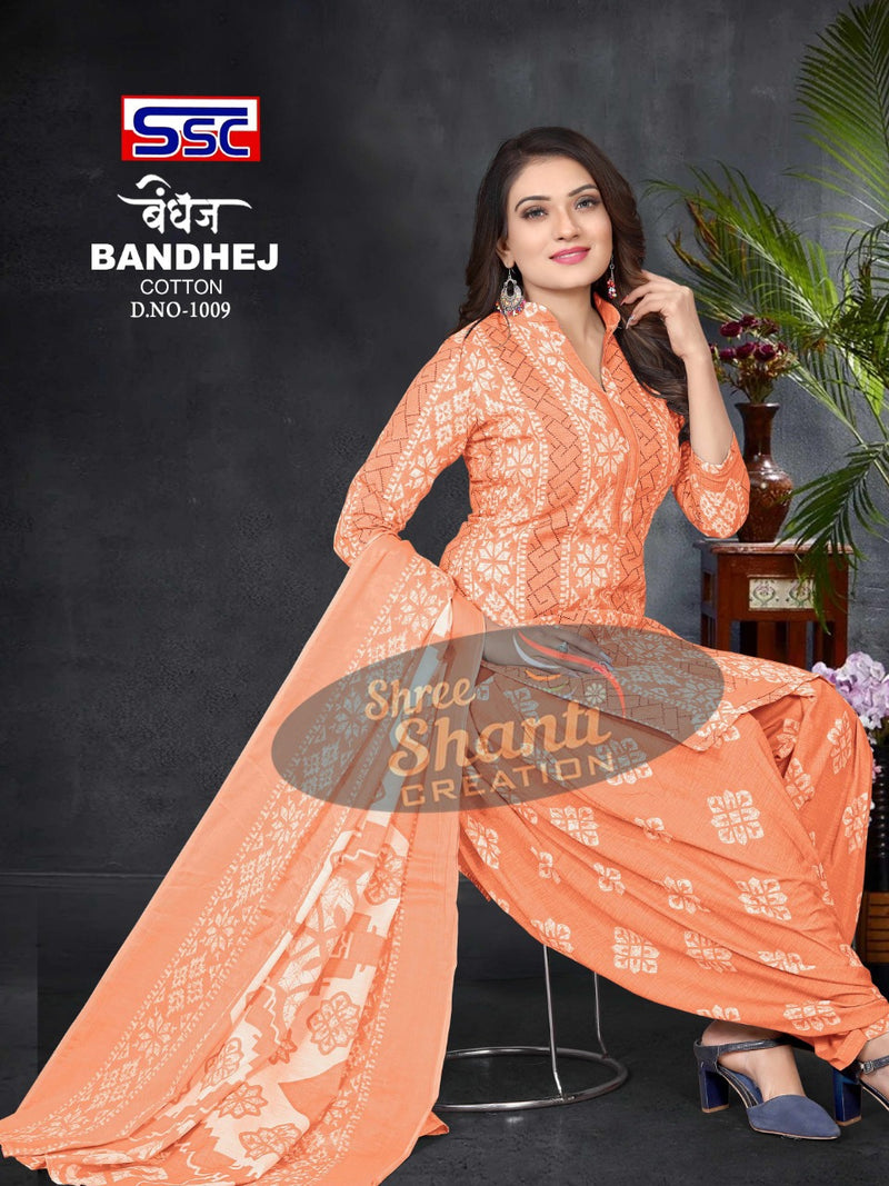 SSC Creation Bandhej Pure Cotton With Beautiful Work Stylish Designer Festive Wear Fancy Salwar Kameez