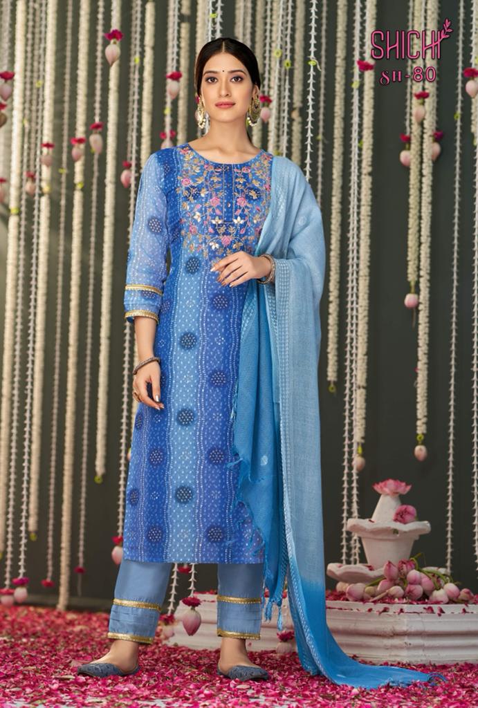 Shichi Bandhej Chiffon with Heavy Embroidery Work Stylish Designer Party Wear Casual Look Kurti