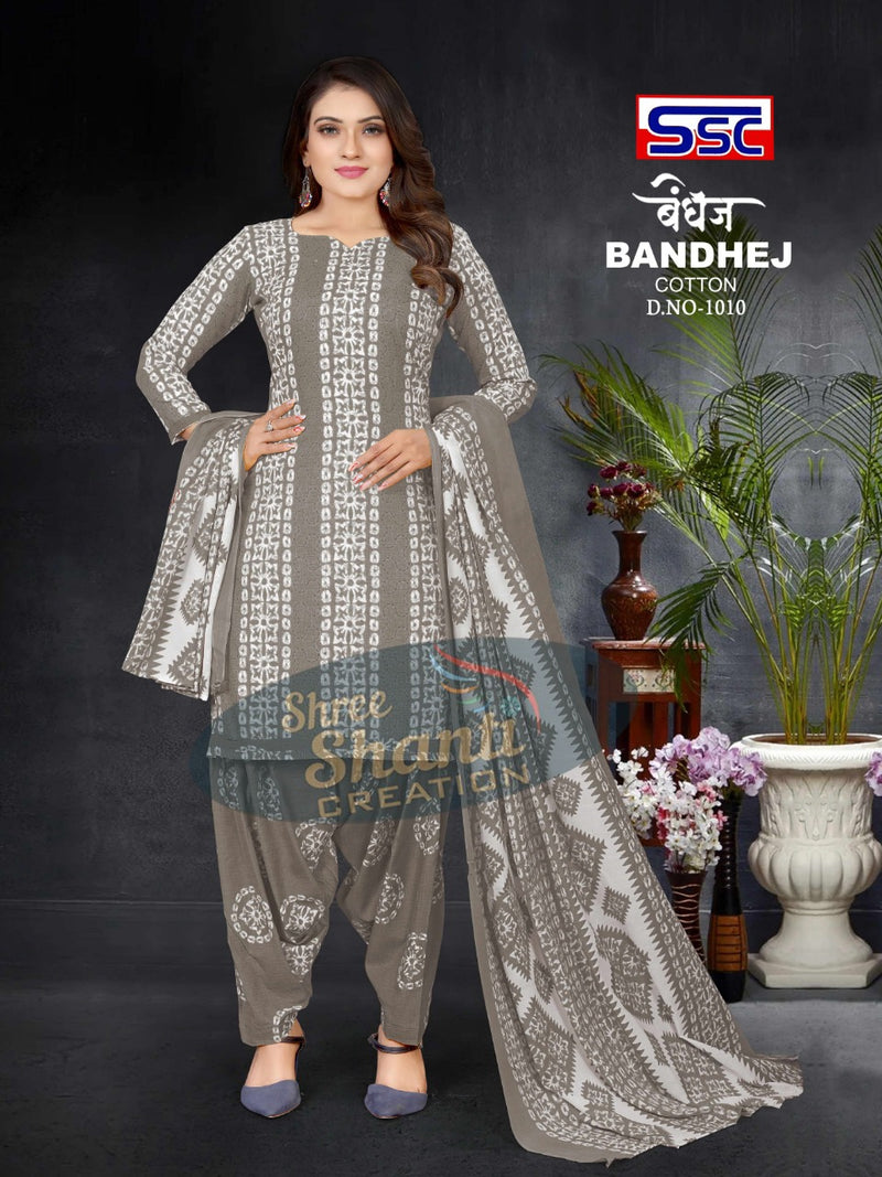 SSC Creation Bandhej Pure Cotton With Beautiful Work Stylish Designer Festive Wear Fancy Salwar Kameez