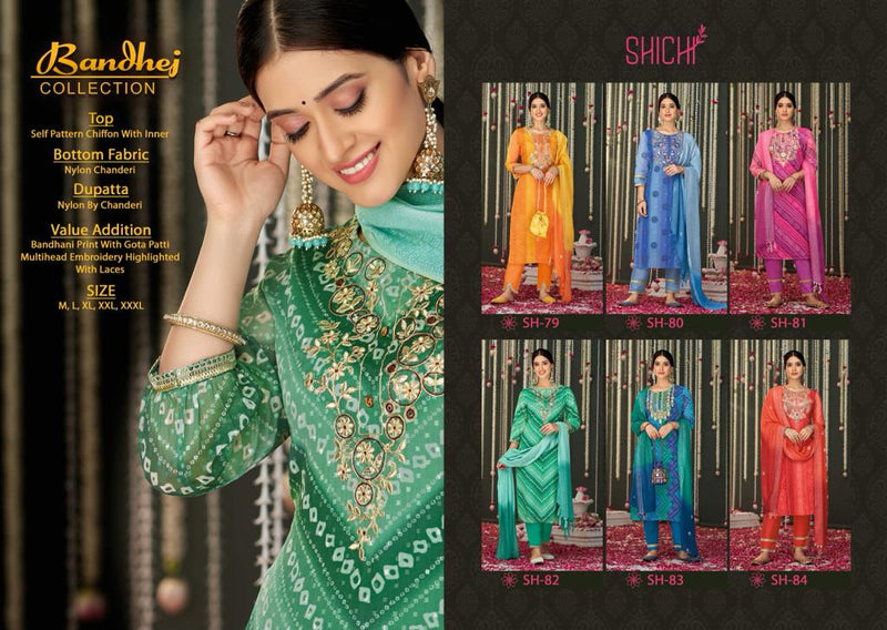Shichi Bandhej Chiffon with Heavy Embroidery Work Stylish Designer Party Wear Casual Look Kurti