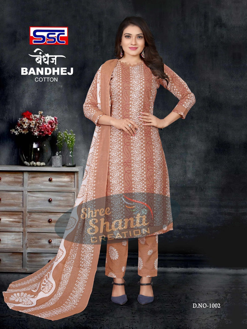 SSC Creation Bandhej Pure Cotton With Beautiful Work Stylish Designer Festive Wear Fancy Salwar Kameez