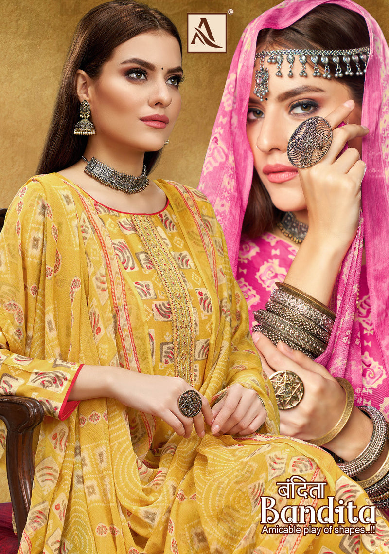 Alok Suit Bandita Viscose Silk With Beautiful Printed Work Stylish Designer Fancy Salwar Kameez