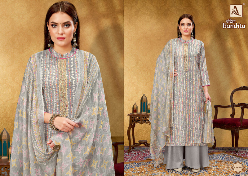 Alok Suit Bandita Viscose Silk With Beautiful Printed Work Stylish Designer Fancy Salwar Kameez