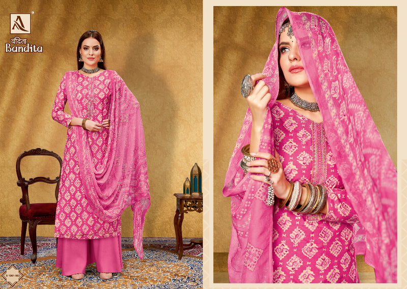 Alok Suit Bandita Viscose Silk With Beautiful Printed Work Stylish Designer Fancy Salwar Kameez