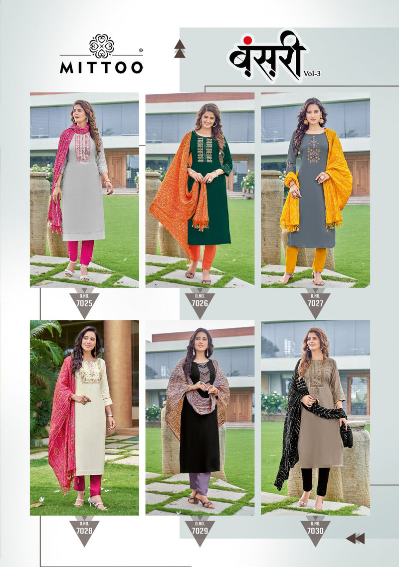 Mittoo Bansri Vol 3 Viscose Weaving Work Partywear Designer Kurti