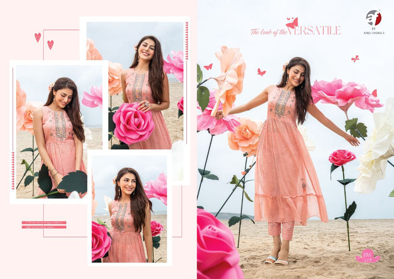 Anju Fabrics Barbie Wonderland Mull Cotton Elegant  Party Wear Kurtis With Bottom