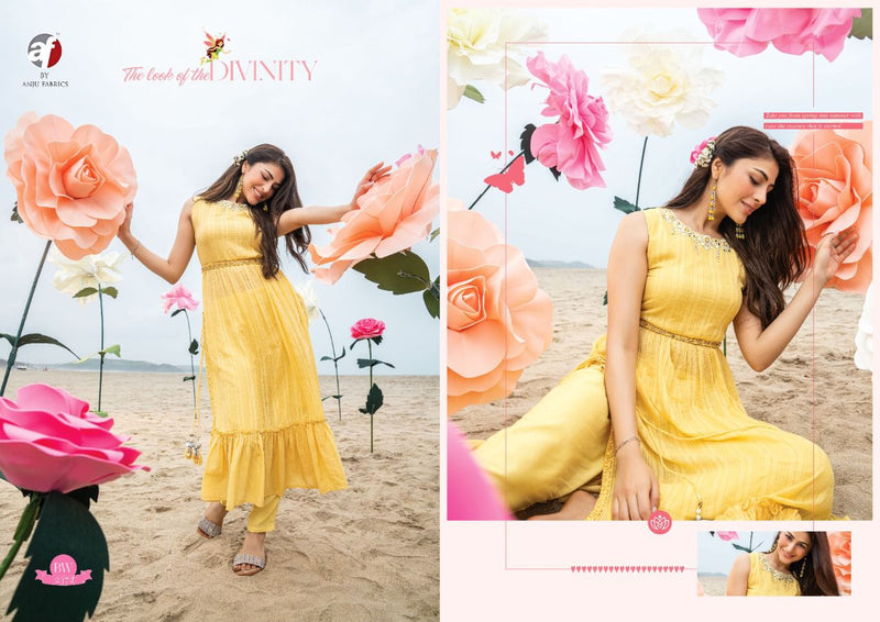 Anju Fabrics Barbie Wonderland Mull Cotton Elegant  Party Wear Kurtis With Bottom