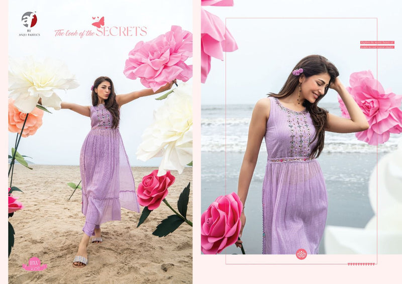 Anju Fabrics Barbie Wonderland Mull Cotton Elegant  Party Wear Kurtis With Bottom