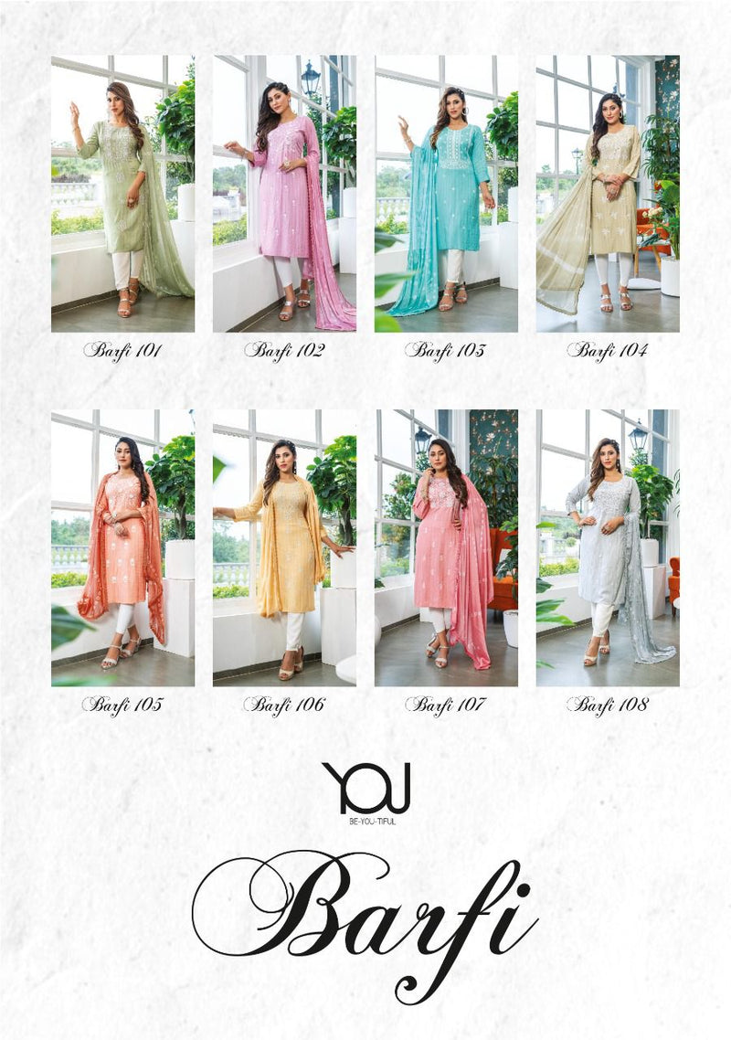 Wanna Barfi Rayon With Fancy Embroidery Work Stylish Designer Casual Wear Kurti