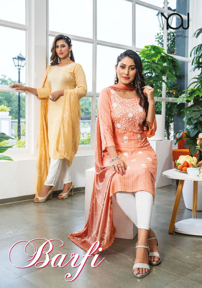 Wanna Barfi Rayon With Fancy Embroidery Work Stylish Designer Casual Wear Kurti