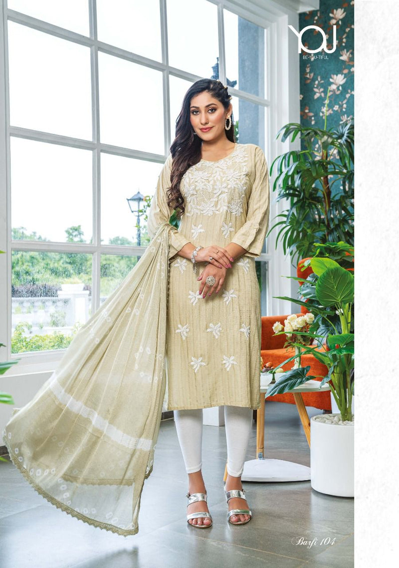 Wanna Barfi Rayon With Fancy Embroidery Work Stylish Designer Casual Wear Kurti