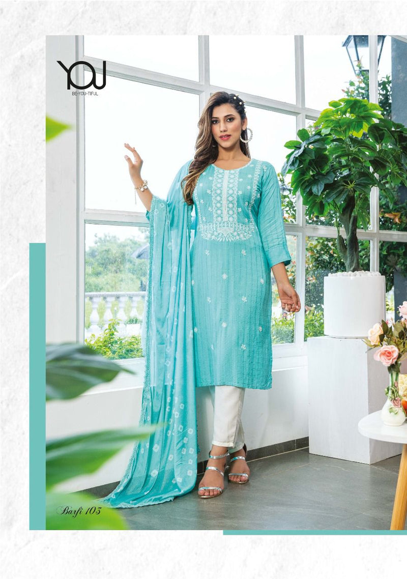 Wanna Barfi Rayon With Fancy Embroidery Work Stylish Designer Casual Wear Kurti