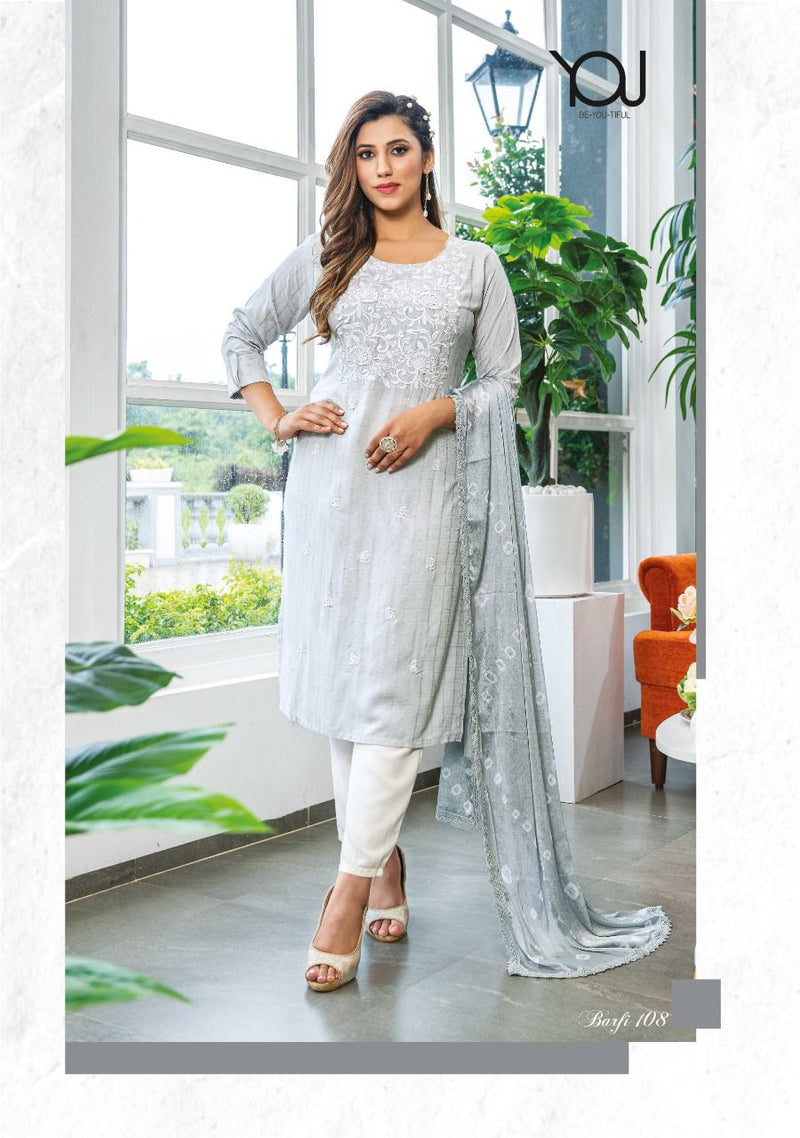 Wanna Barfi Rayon With Fancy Embroidery Work Stylish Designer Casual Wear Kurti