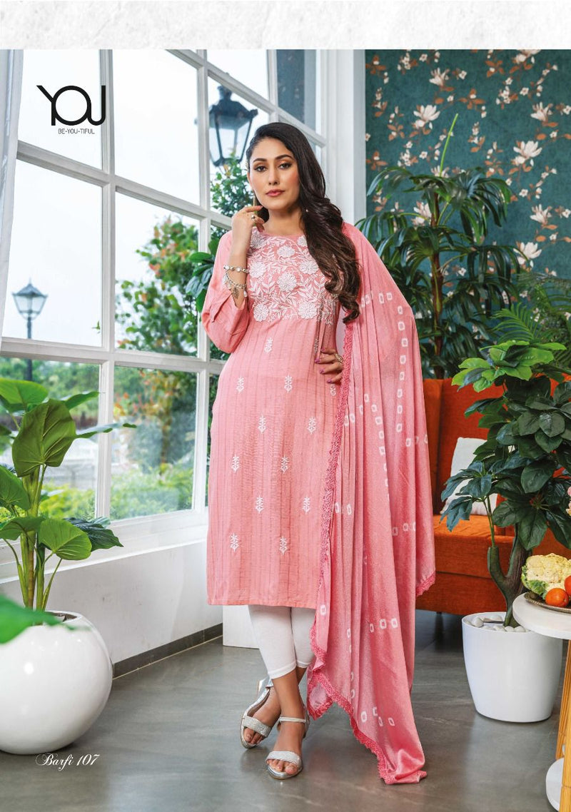 Wanna Barfi Rayon With Fancy Embroidery Work Stylish Designer Casual Wear Kurti
