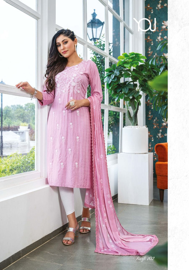 Wanna Barfi Rayon With Fancy Embroidery Work Stylish Designer Casual Wear Kurti