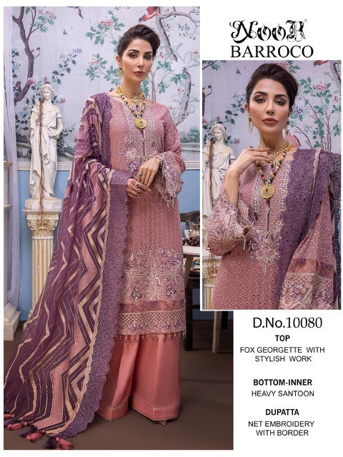 Noor Barroco Fox Georgette Designer Pakistani Style Salwar Kameez With Heavy Embroidery