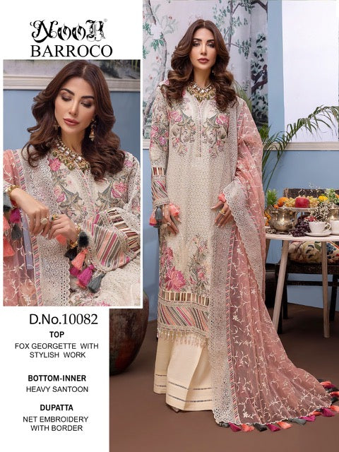 Noor Barroco Fox Georgette Designer Pakistani Style Salwar Kameez With Heavy Embroidery