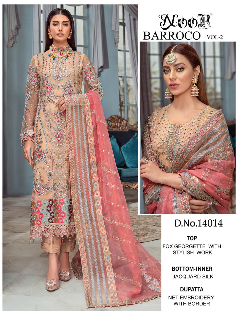 Noor Barroco Vol 2 Georgette Pakistani Style Embroidered Wedding Wear Salwar Suits