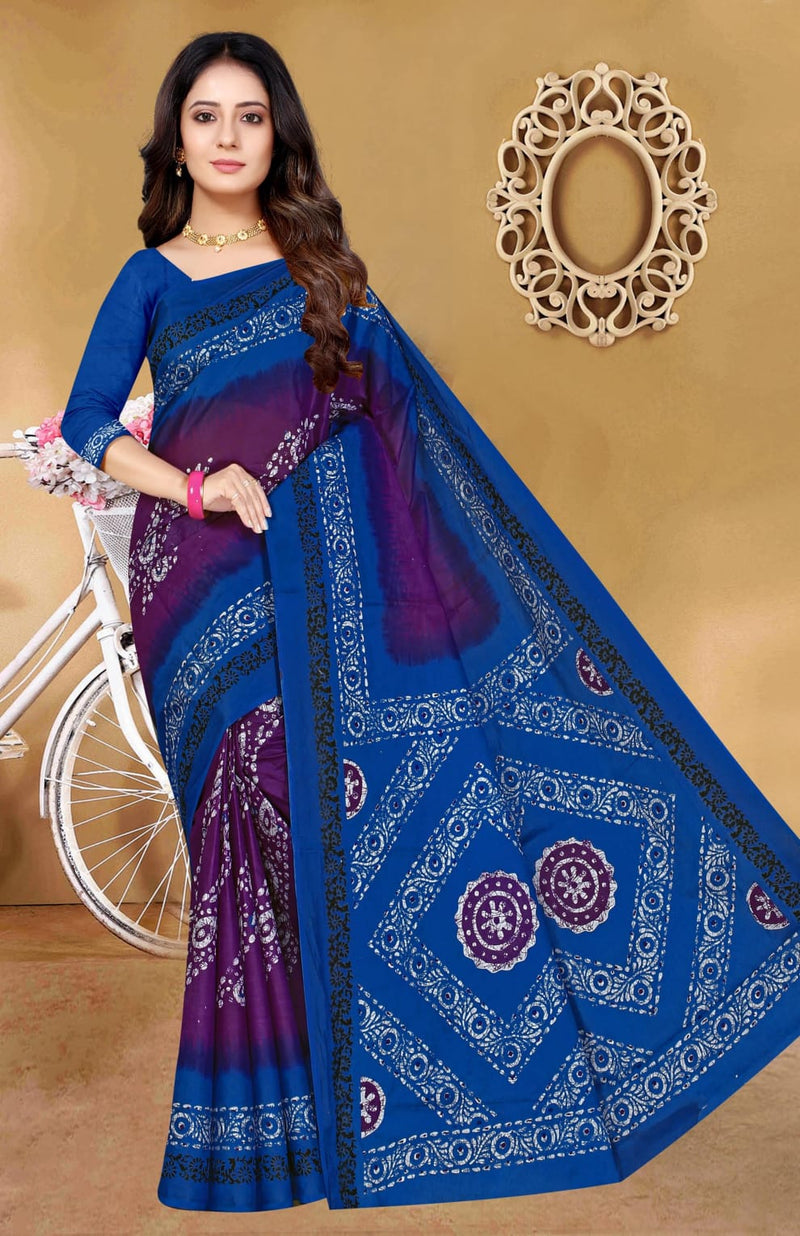SMC Batik Queen Cotton With Digital Print Casual  Wear Sarees