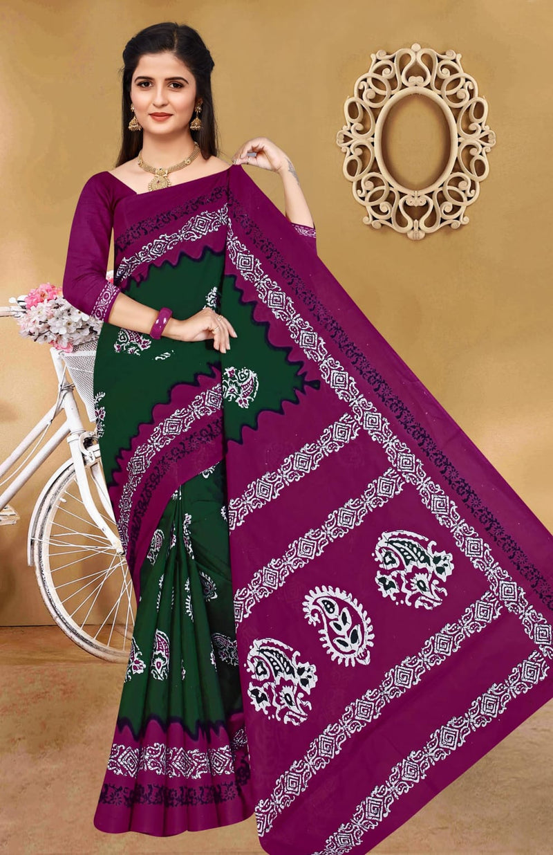 SMC Batik Queen Cotton With Digital Print Casual  Wear Sarees