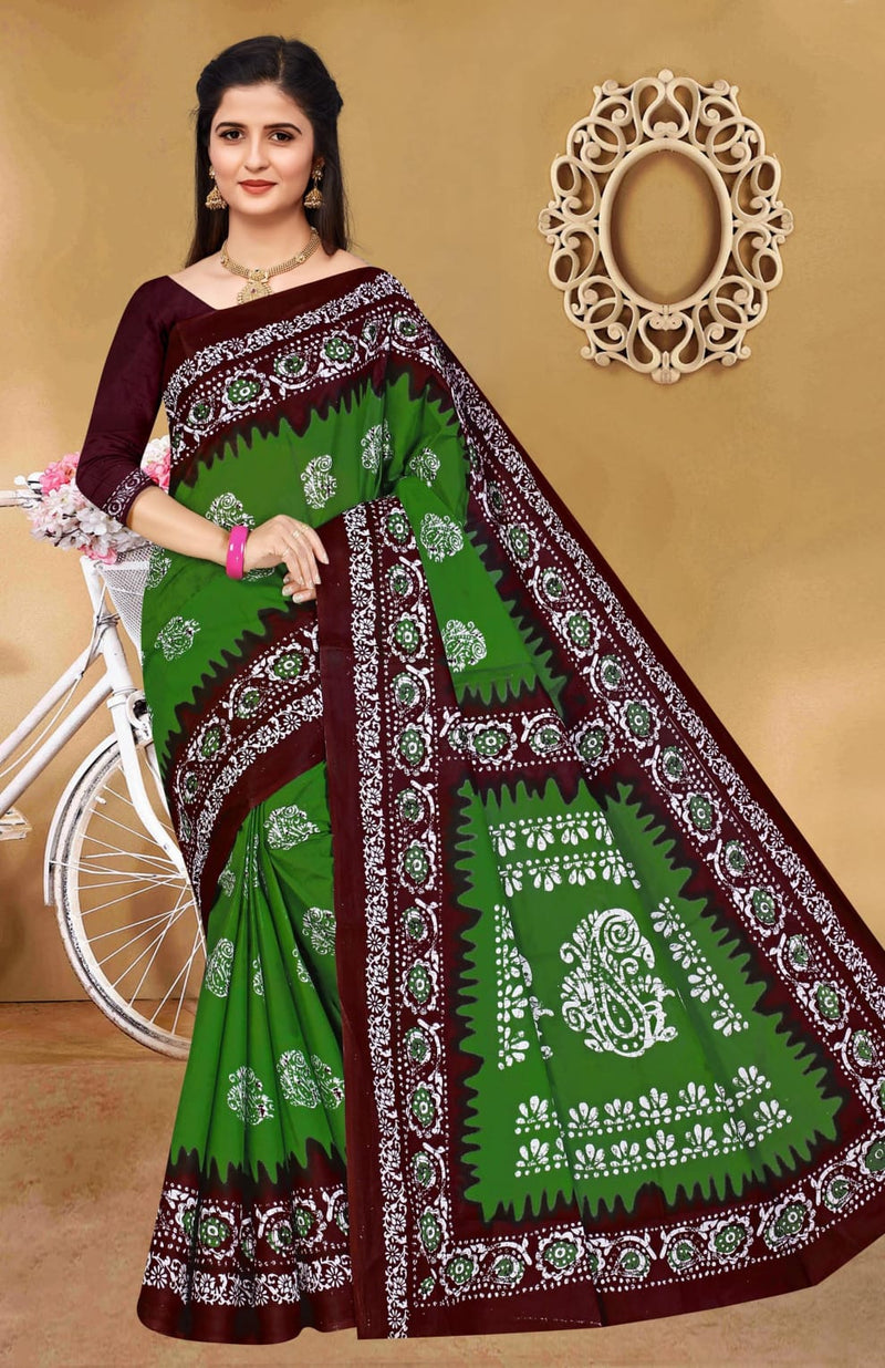 SMC Batik Queen Cotton With Digital Print Casual  Wear Sarees