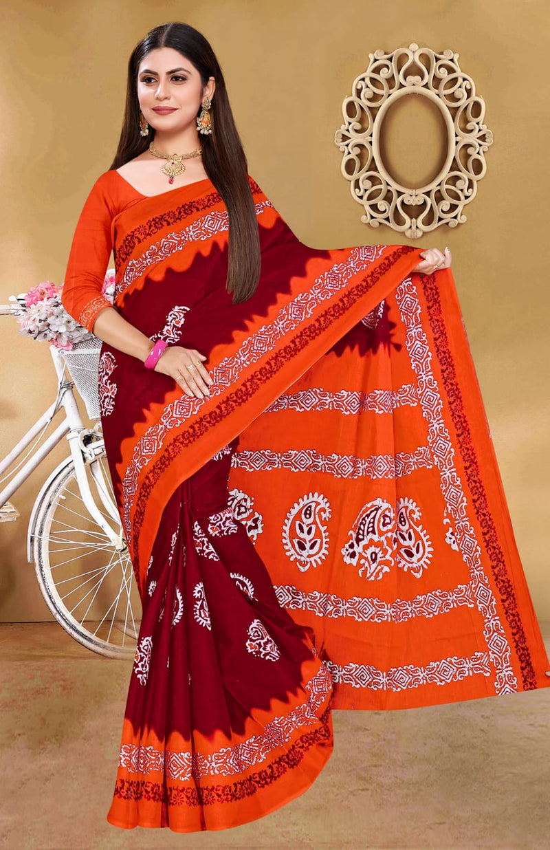 SMC Batik Queen Cotton With Digital Print Casual  Wear Sarees