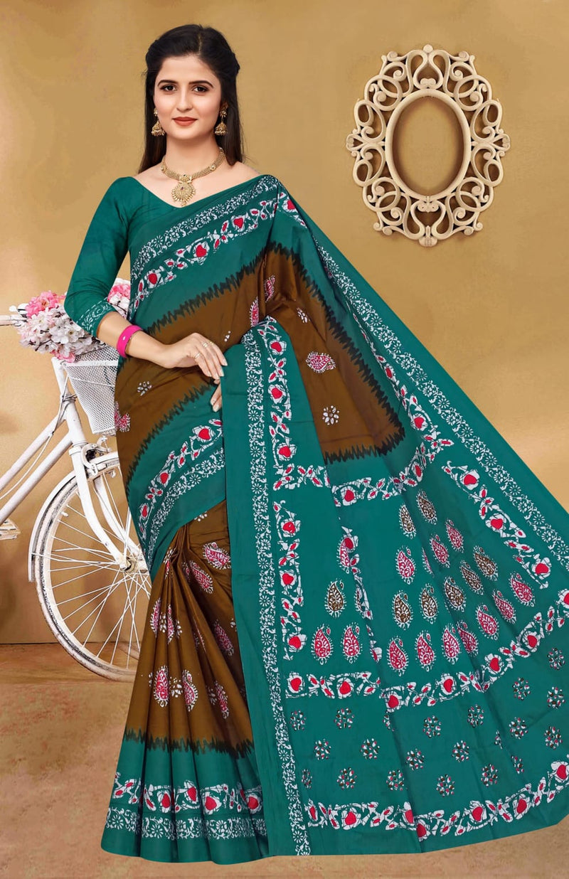 SMC Batik Queen Cotton With Digital Print Casual  Wear Sarees