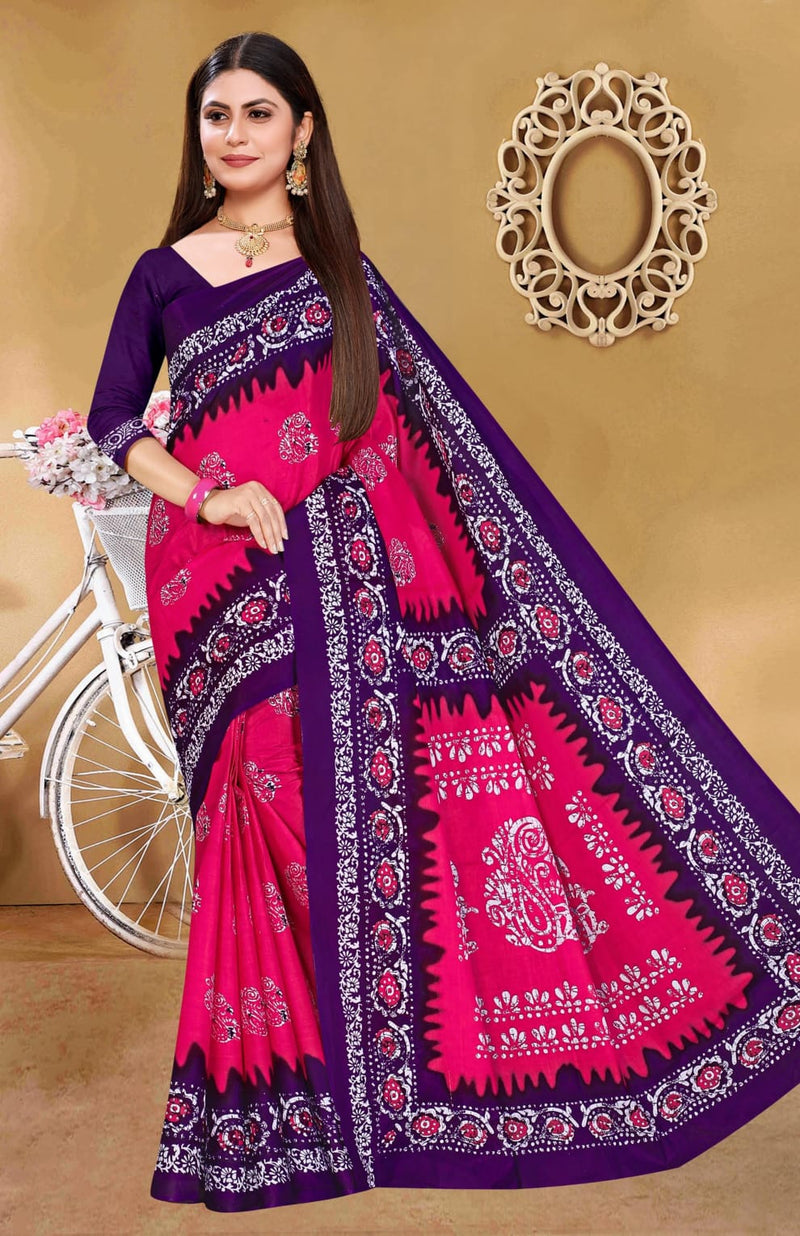 SMC Batik Queen Cotton With Digital Print Casual  Wear Sarees