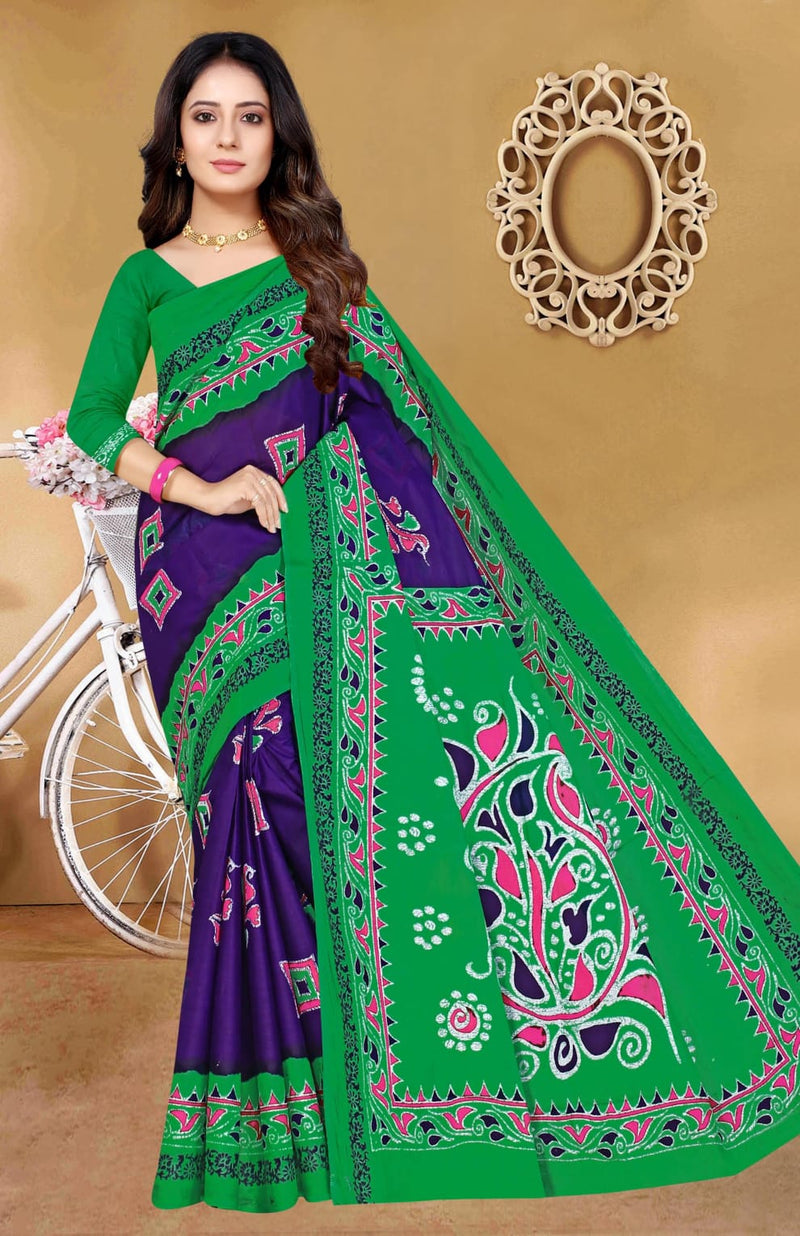 SMC Batik Queen Cotton With Digital Print Casual  Wear Sarees