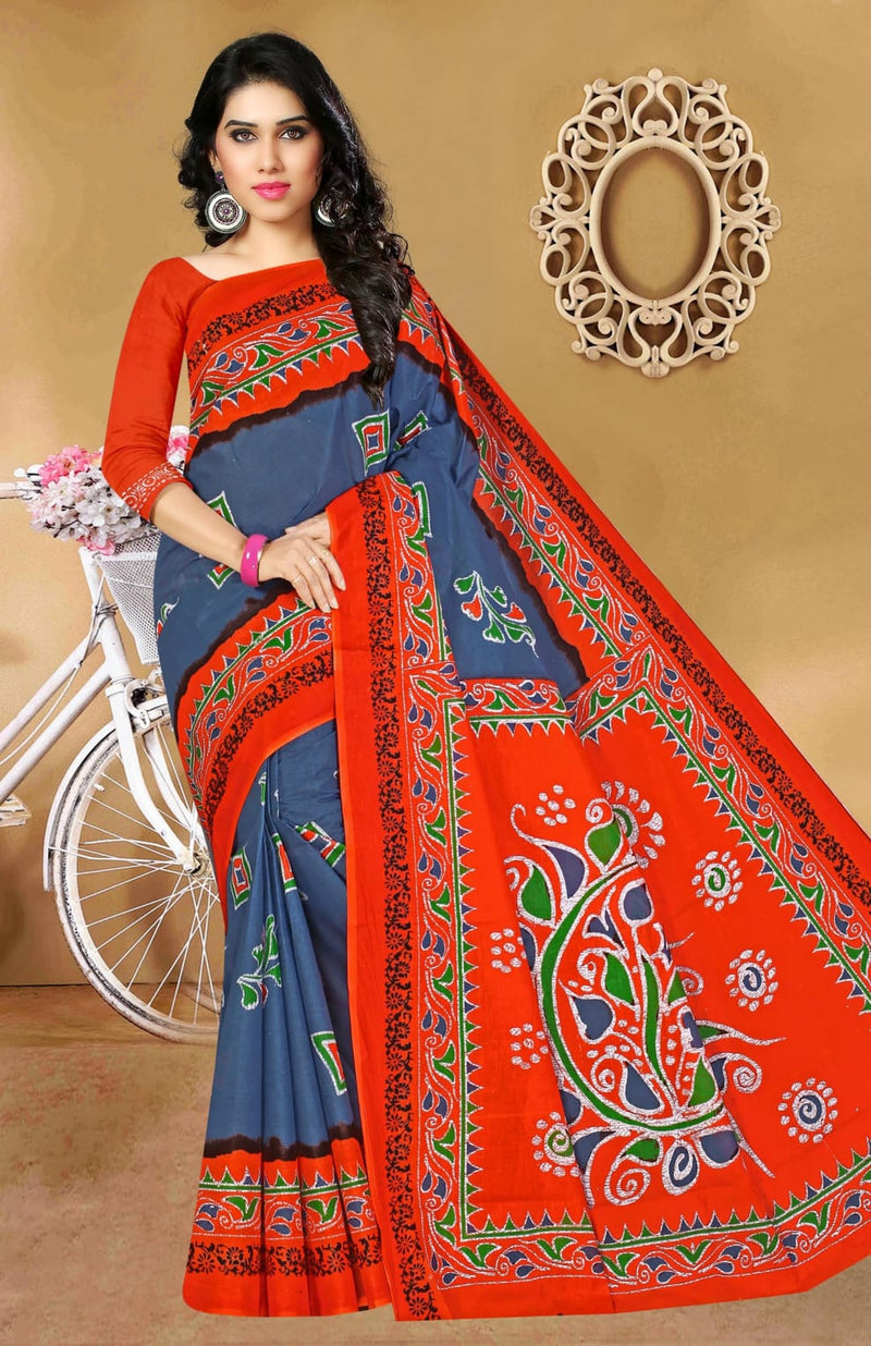 SMC Batik Queen Cotton With Digital Print Casual  Wear Sarees