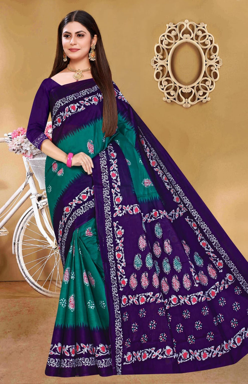 SMC Batik Queen Cotton With Digital Print Casual  Wear Sarees