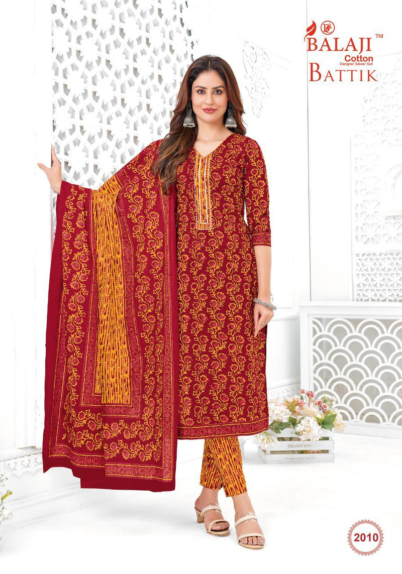 Balaji Battik Art Work Vol 2 Pure Cotton With Fancy Work Stylish Designer Casual Wear Salwar Suit