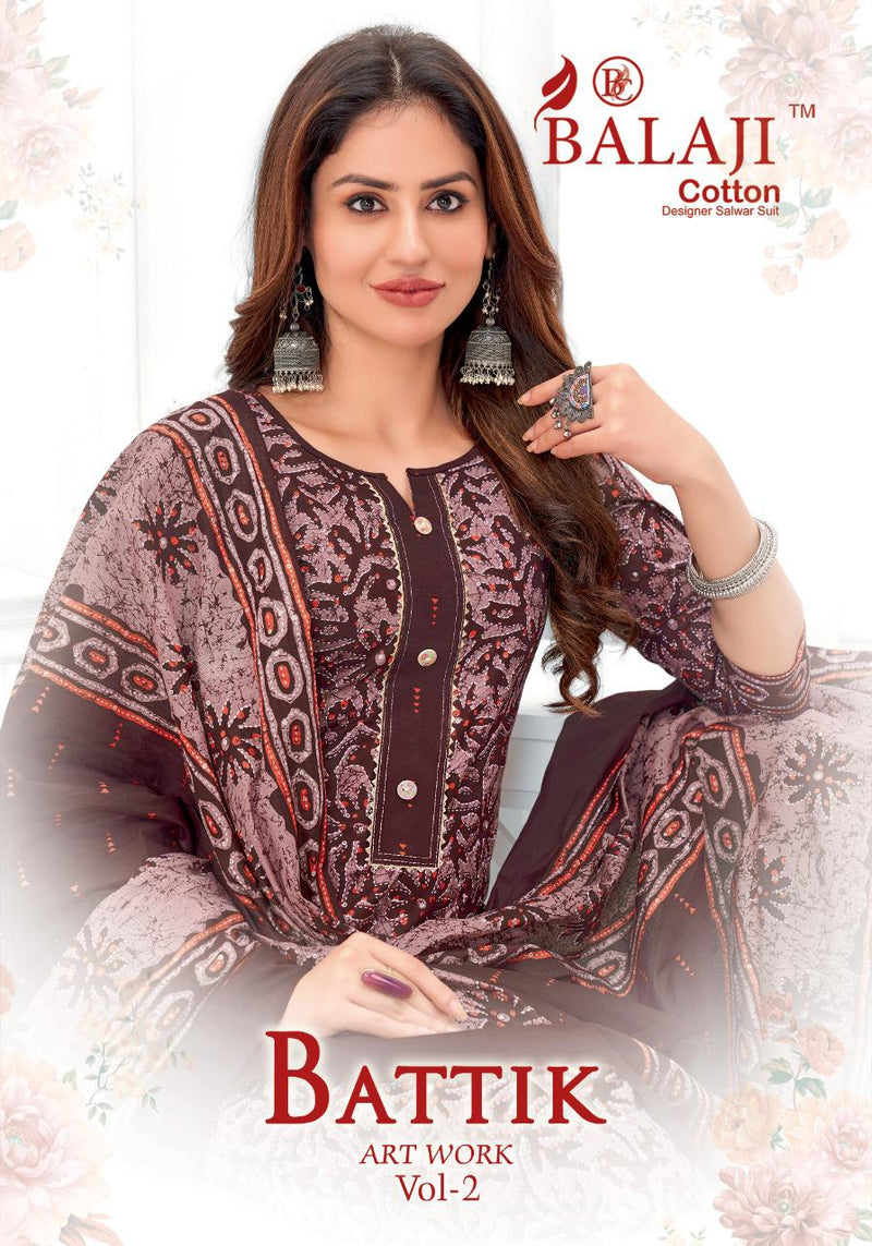 Balaji Battik Art Work Vol 2 Pure Cotton With Fancy Work Stylish Designer Casual Wear Salwar Suit