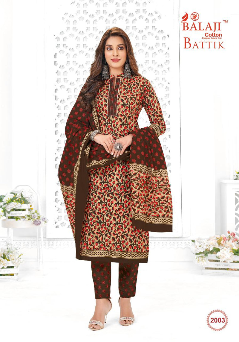 Balaji Battik Art Work Vol 2 Pure Cotton With Fancy Work Stylish Designer Casual Wear Salwar Suit