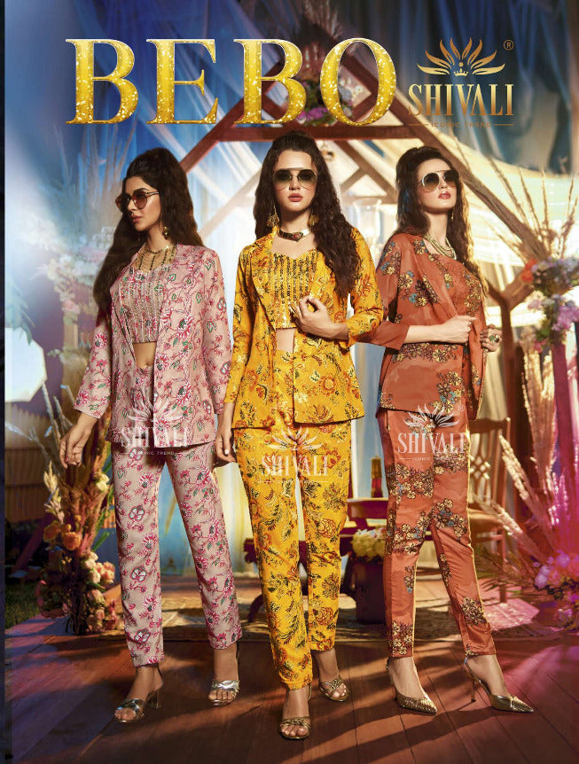 Shivali Bebo Fancy Printed With Embroidery Work Stylish Designer Crop Top Attractive Look Kurti