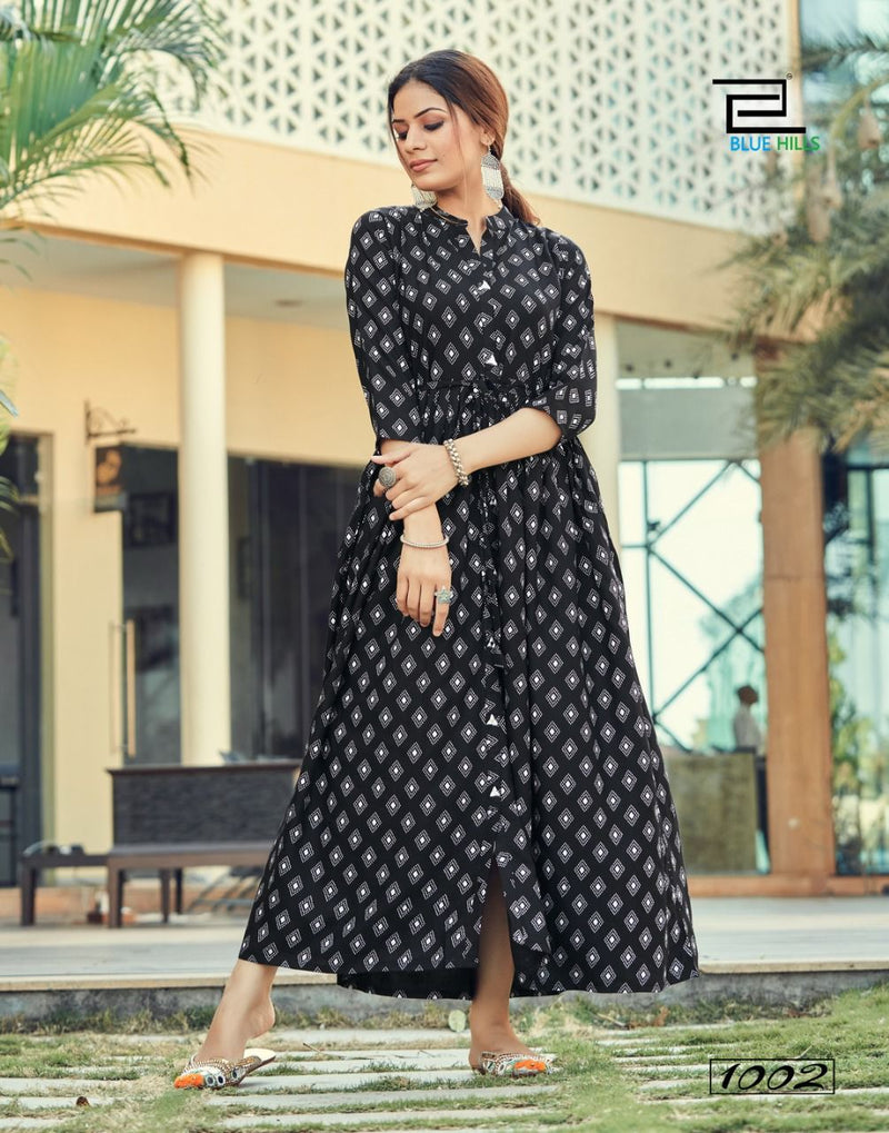 Blue Hills Belt Vol 1 Rayon Long Gown Style Party Wear Kurtis