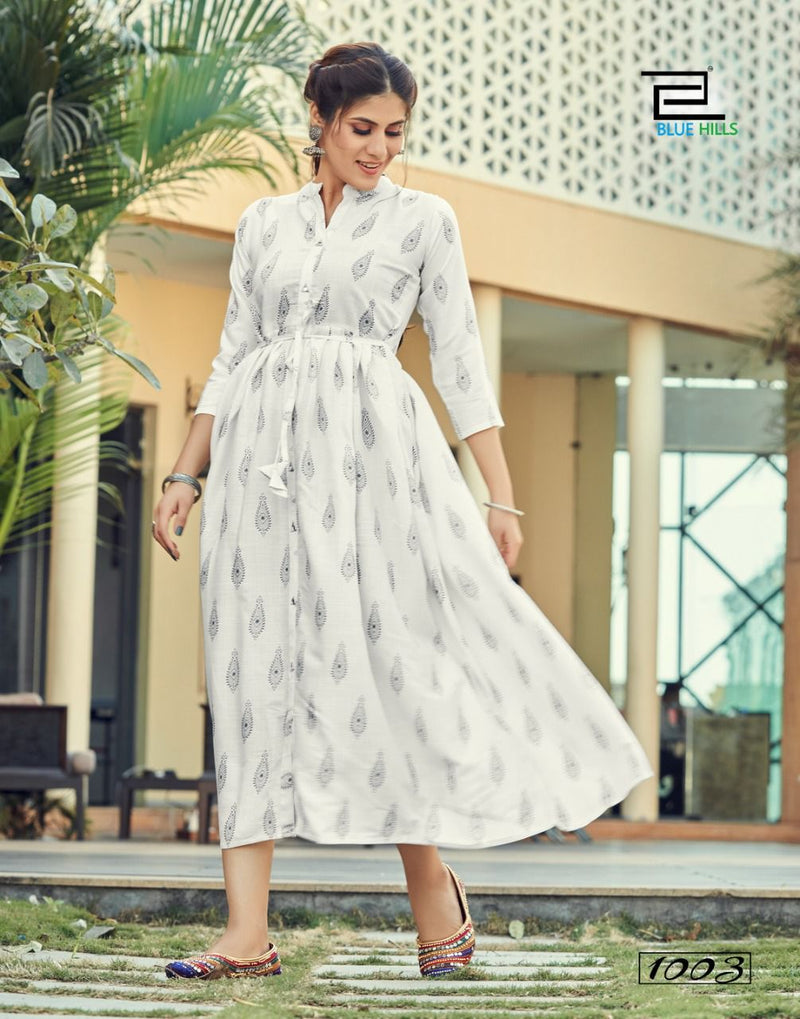 Blue Hills Belt Vol 1 Rayon Long Gown Style Party Wear Kurtis