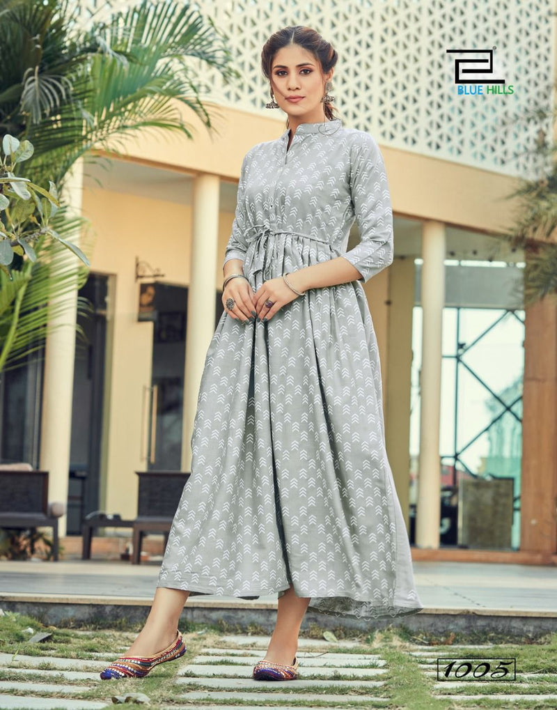 Blue Hills Belt Vol 1 Rayon Long Gown Style Party Wear Kurtis