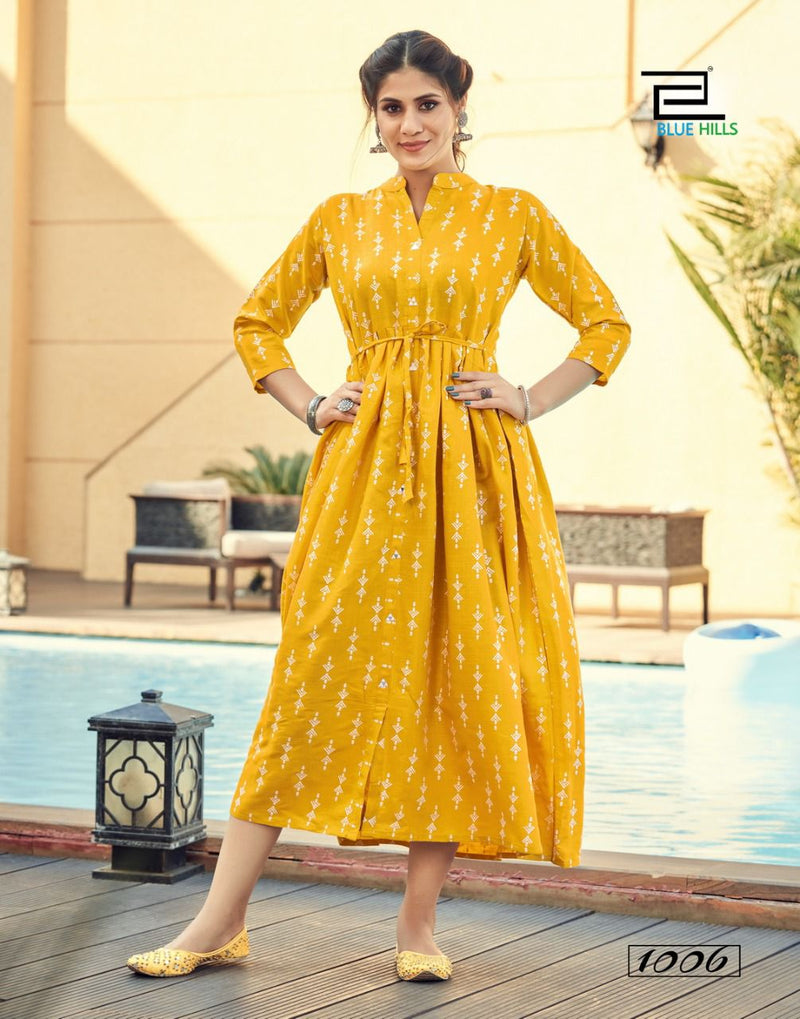 Blue Hills Belt Vol 1 Rayon Long Gown Style Party Wear Kurtis