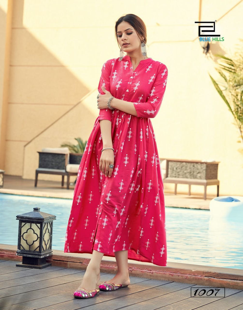 Blue Hills Belt Vol 1 Rayon Long Gown Style Party Wear Kurtis