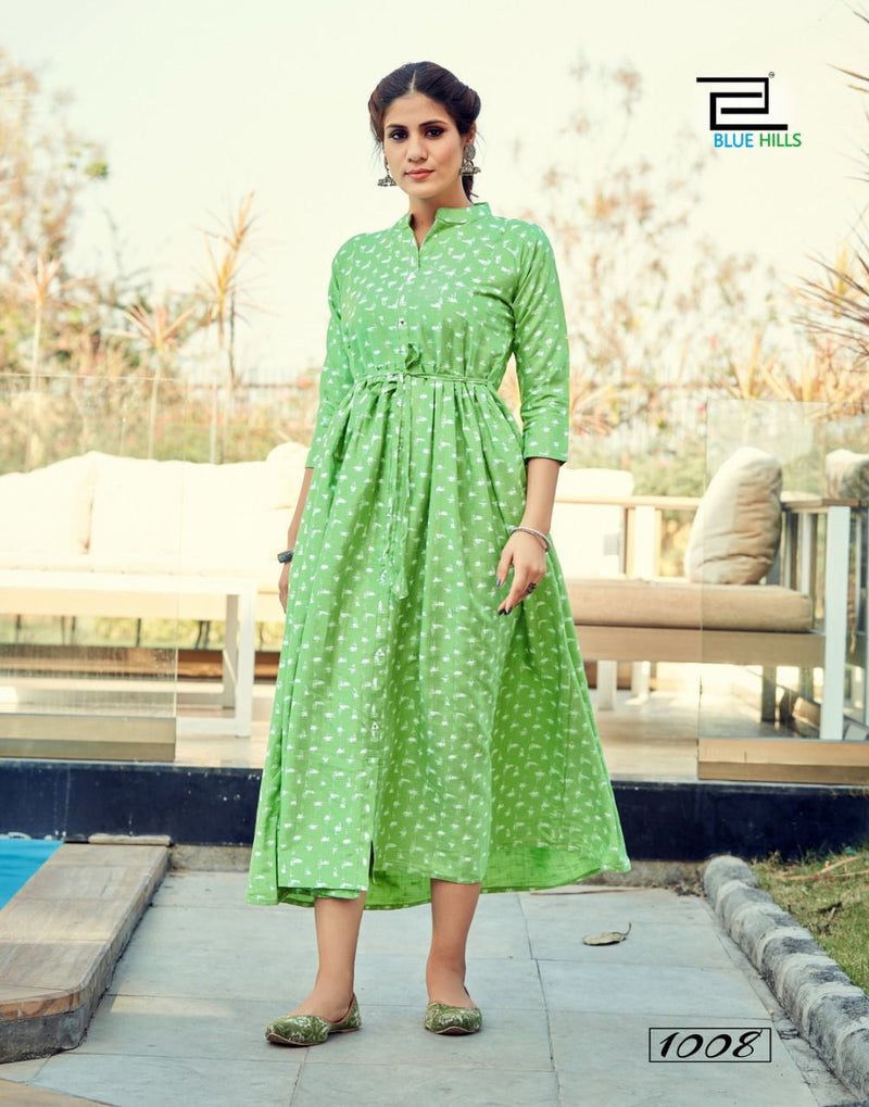 Blue Hills Belt Vol 1 Rayon Long Gown Style Party Wear Kurtis