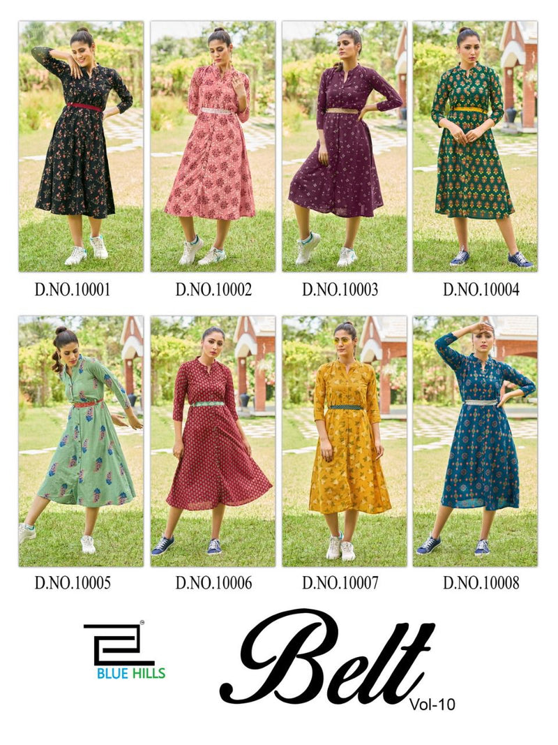 Blue Hills Belt Vol 10 Rayon Fancy Printed Party Wear Kurtis