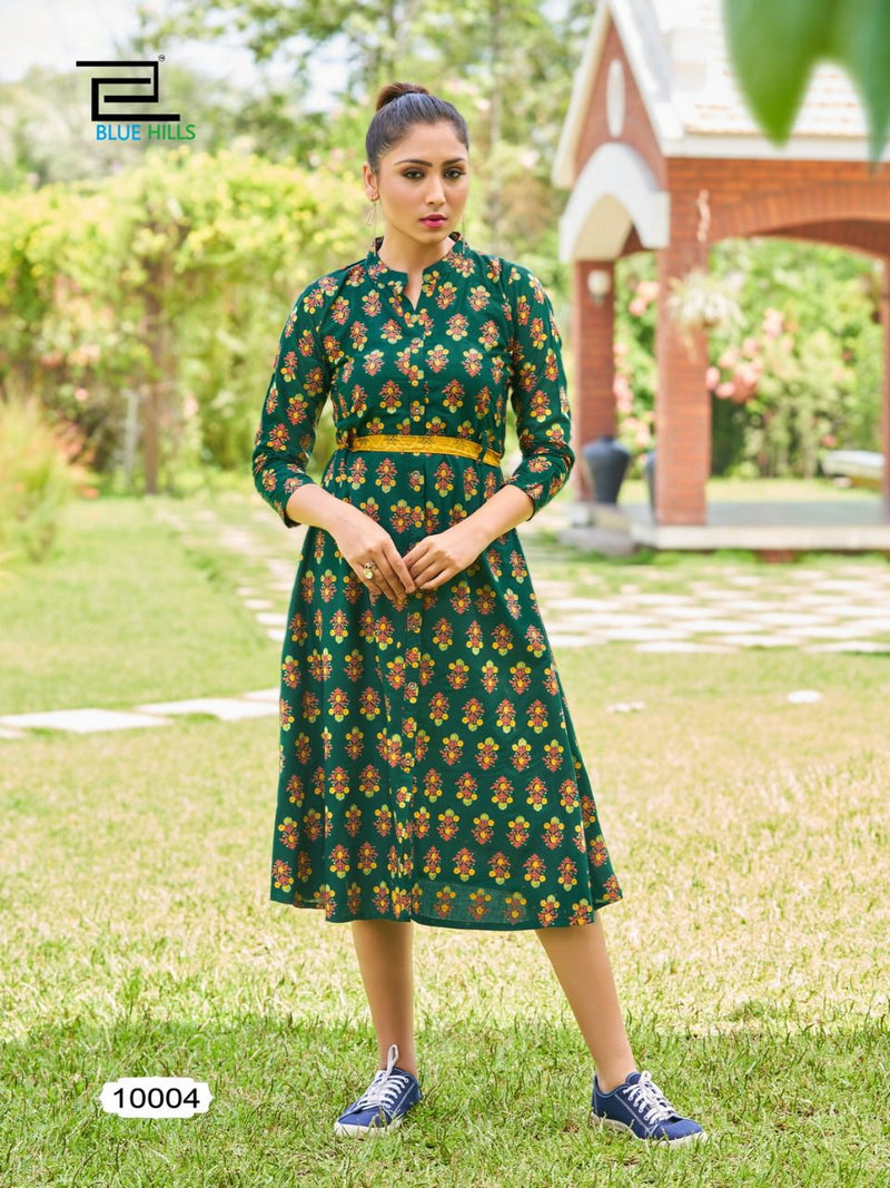Blue Hills Belt Vol 10 Rayon Fancy Printed Party Wear Kurtis