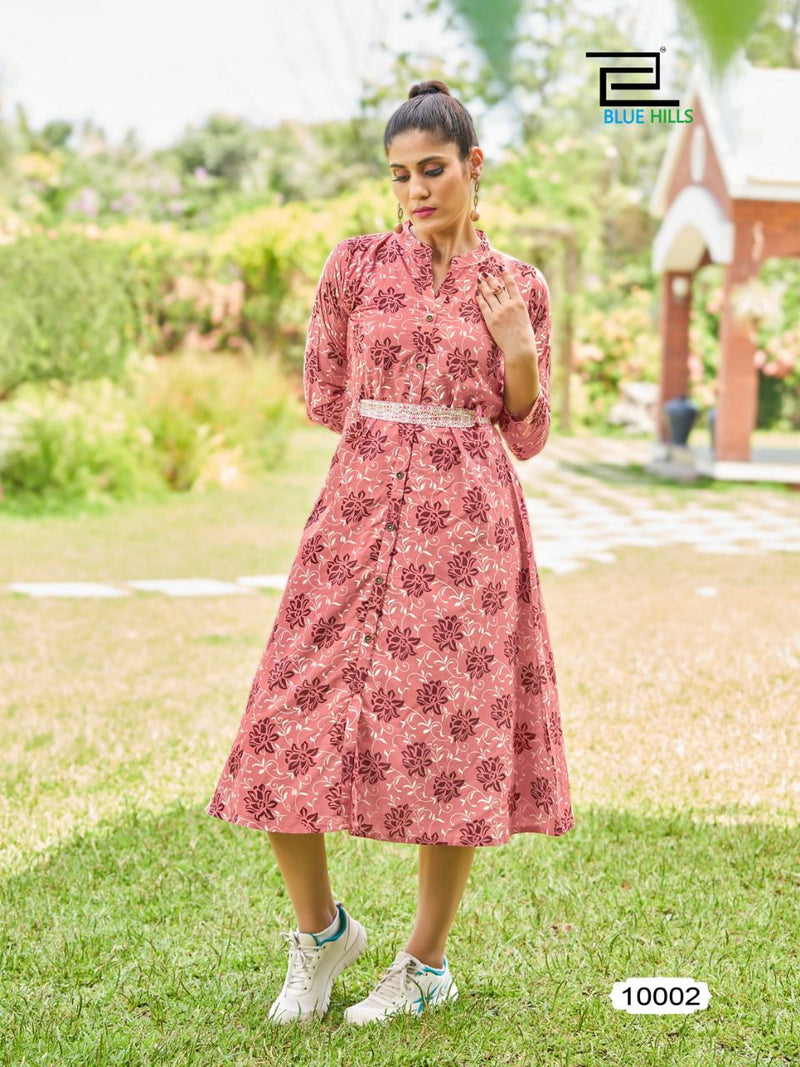 Blue Hills Belt Vol 10 Rayon Fancy Printed Party Wear Kurtis