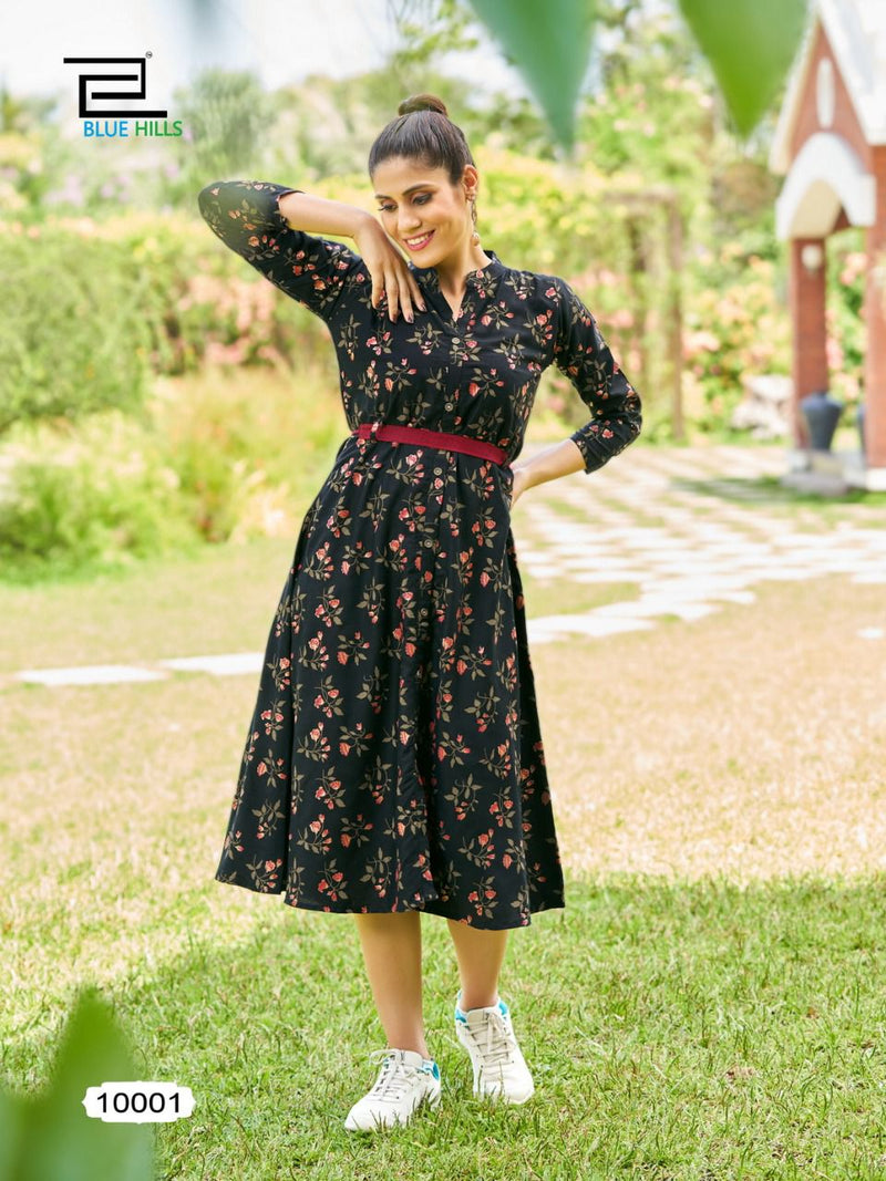 Blue Hills Belt Vol 10 Rayon Fancy Printed Party Wear Kurtis