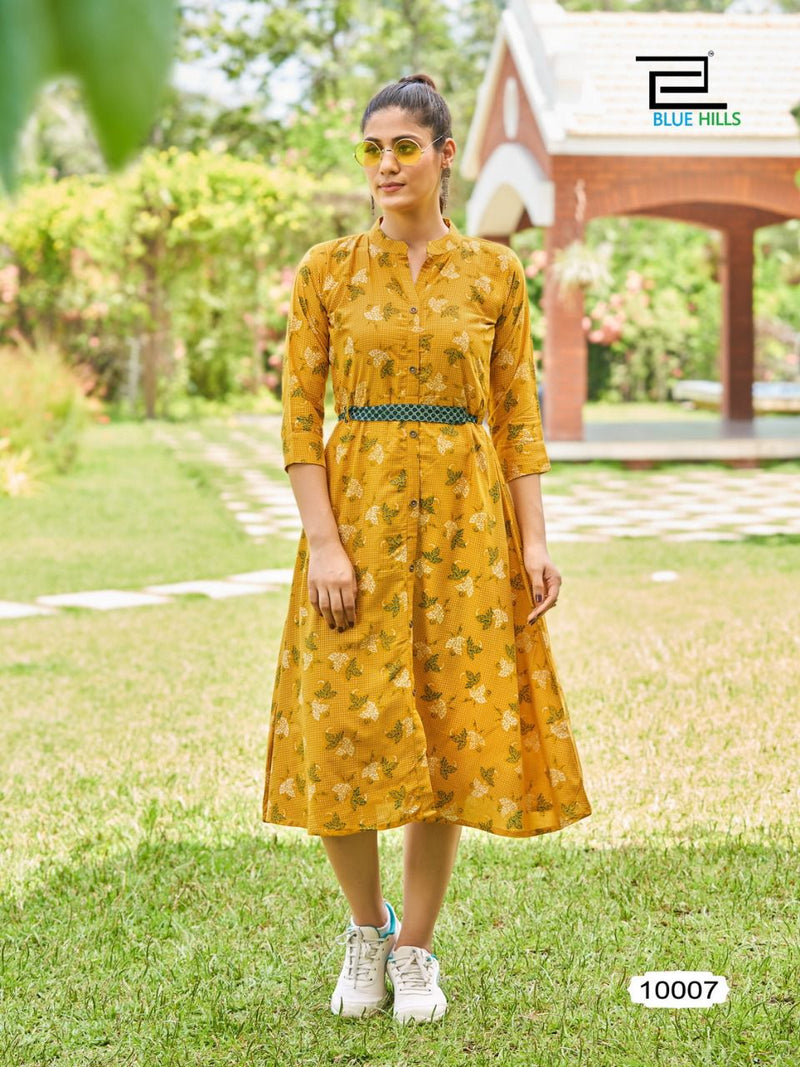 Blue Hills Belt Vol 10 Rayon Fancy Printed Party Wear Kurtis