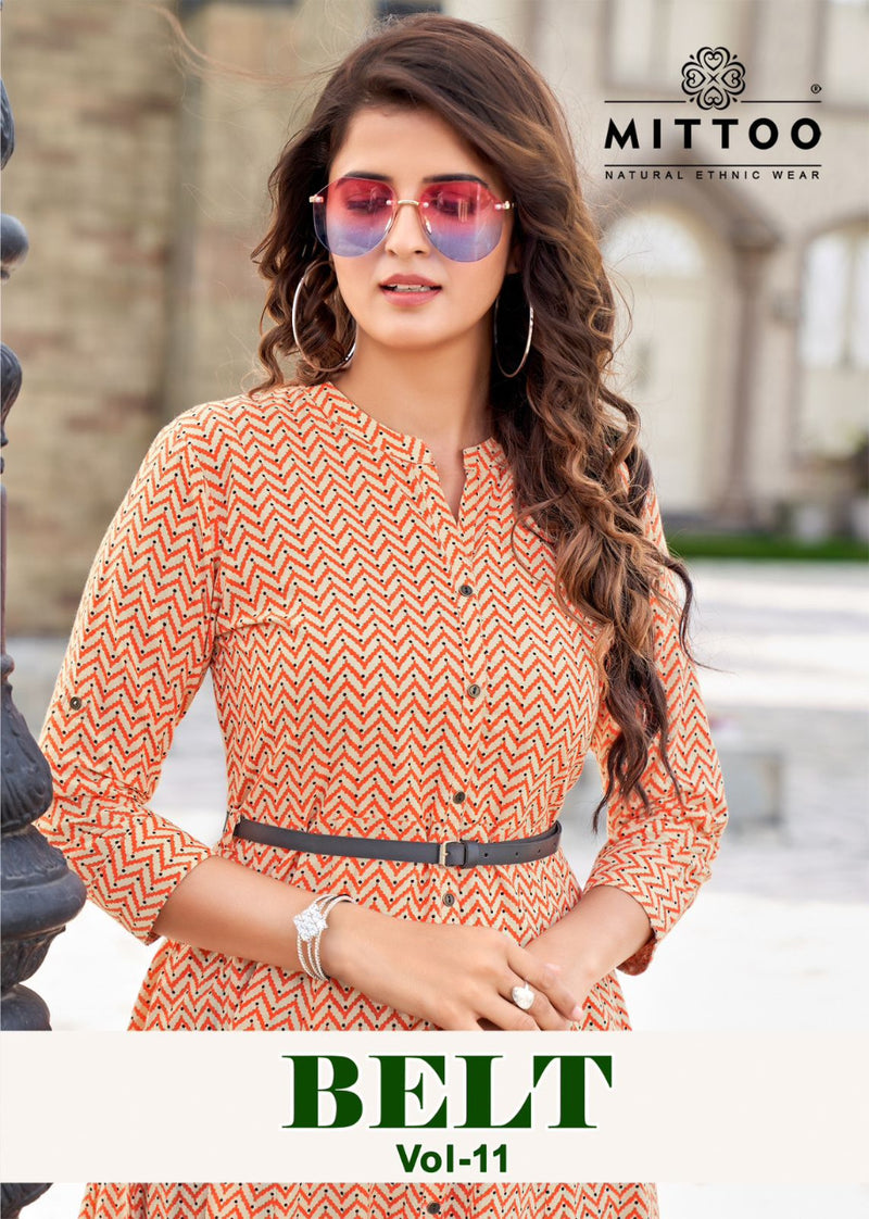 Mittoo Belt Vol 11 Rayon With Embroidery Work Stylish Designer Fancy Shorts Kurti