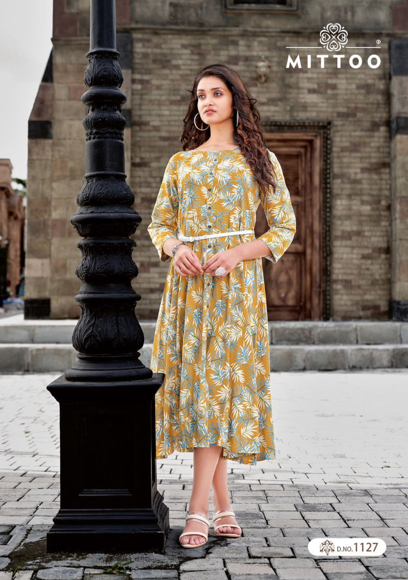 Mittoo Belt Vol 11 Rayon With Embroidery Work Stylish Designer Fancy Shorts Kurti