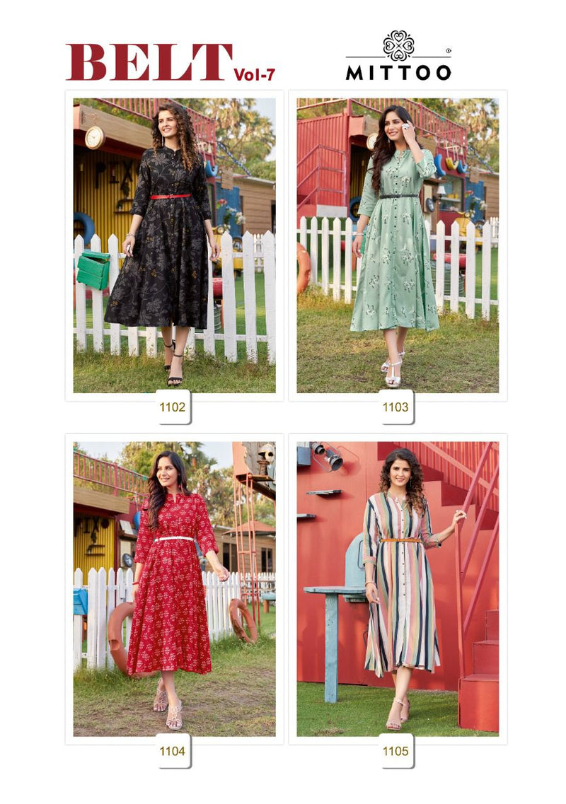 Mitto Fashion Belt Vol 7 Rayon Printed Stylish Modern Western Look Kurtis